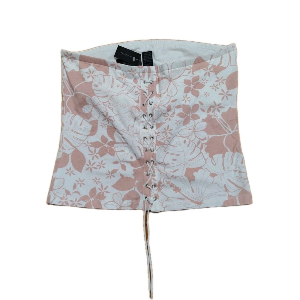 The Limited NWT Corset Bustier Floral Pink Boned Lined Ties In Back Sz Large